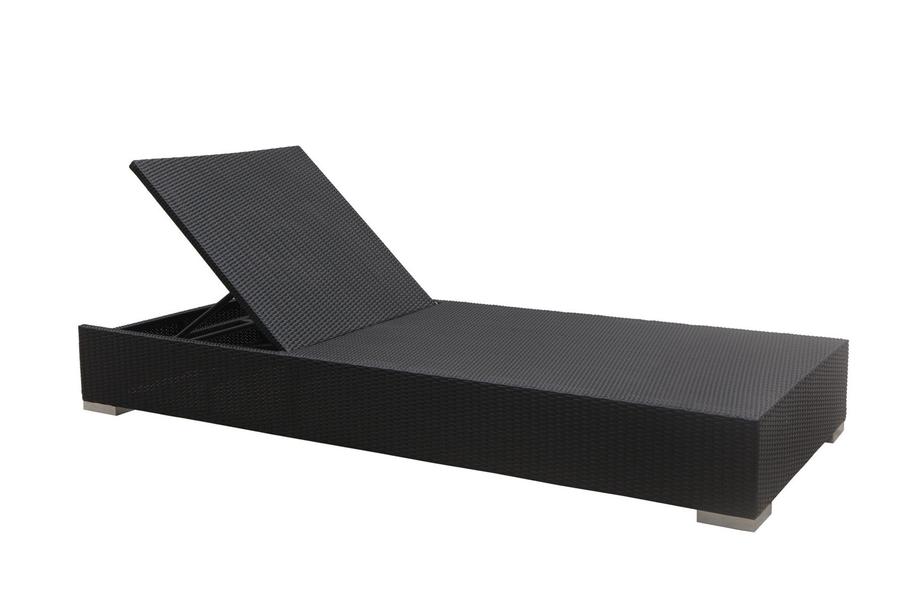 Looks Outdoor Swimming Poolside Lounger With  1 Side Table (Black + Grey)