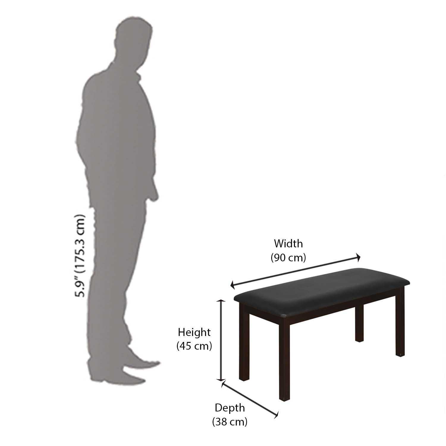 Nilkamal Mauna Multi Use Medium Sitting Bench for Living Room | Dining Room (Dark Cappuccino)