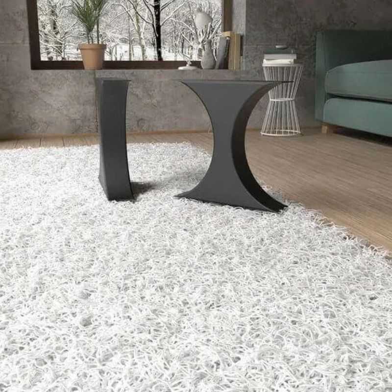 Trapezoidal Metal Table Legs - Matte Black Steel