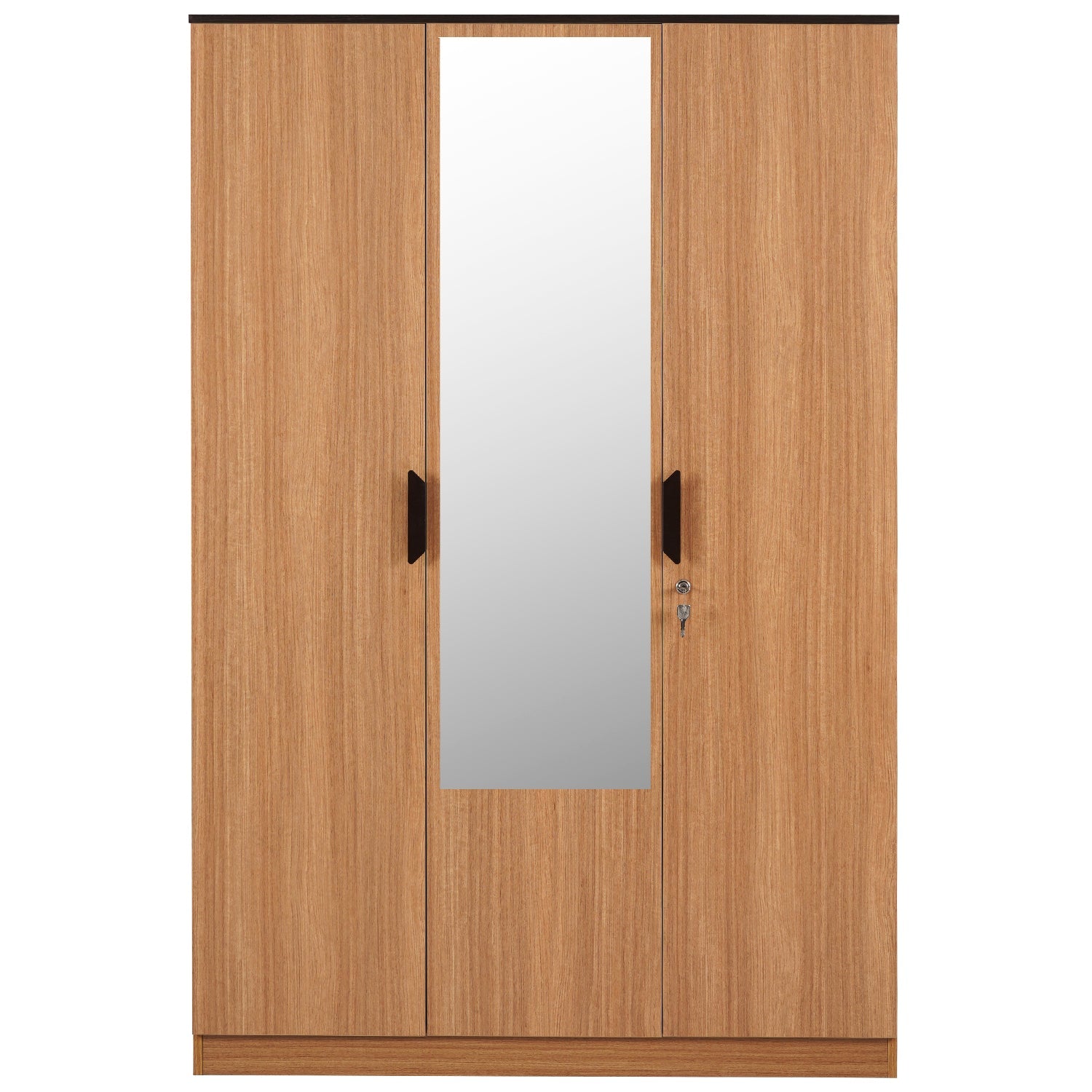 Nilkamal Milford 3 Door Wardrobe With Mirror (Urban Teak)
