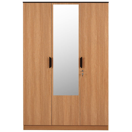 Nilkamal Milford 3 Door Wardrobe With Mirror (Urban Teak)