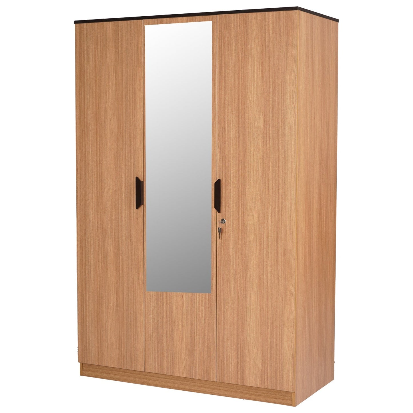 Nilkamal Milford 3 Door Wardrobe With Mirror (Urban Teak)