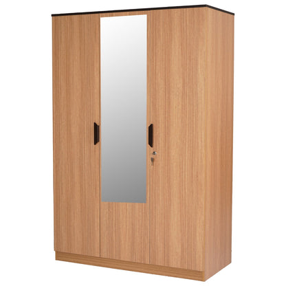 Nilkamal Milford 3 Door Wardrobe With Mirror (Urban Teak)