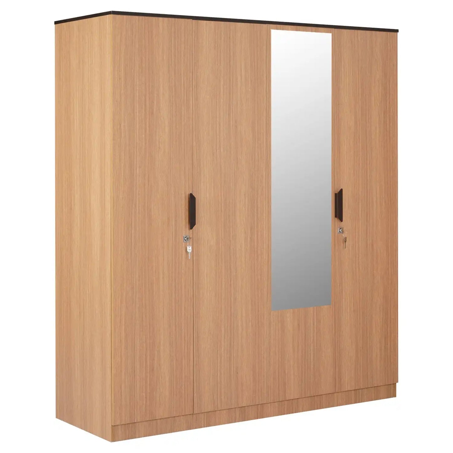 Nilkamal Milford 4 Door Wardrobe With Mirror (Urban Teak)