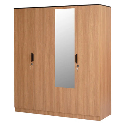 Nilkamal Milford 4 Door Wardrobe With Mirror (Urban Teak)