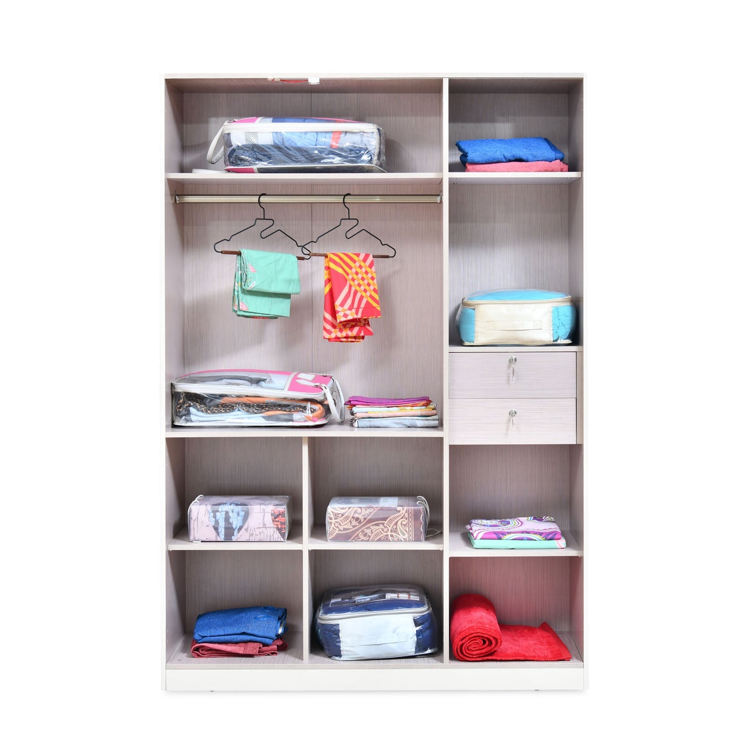 Nilkamal Mirage Engineered Wood 3 Door Wardrobe (Ivory)