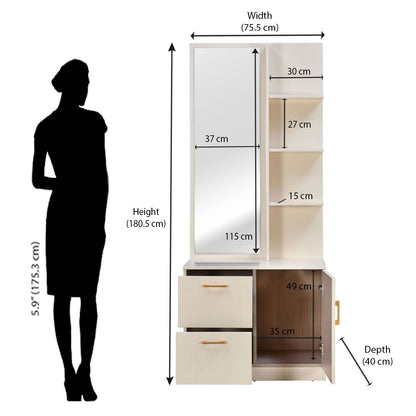 Nilkamal Mirage Engineered Wood Dresser Table (Ivory)