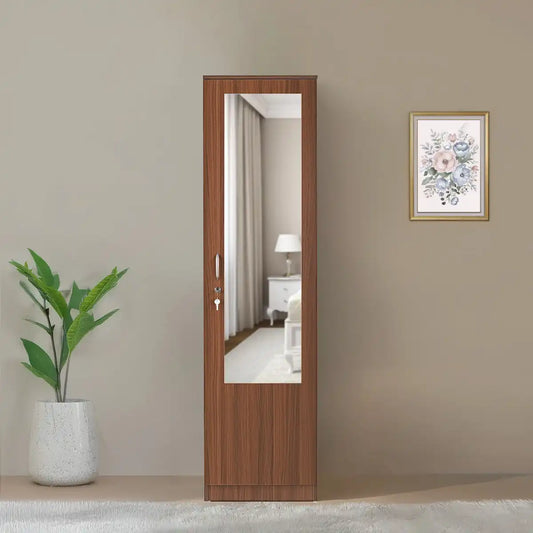 Nilkamal Joyce 1 Door Wardrobe With Mirror (Classic Walnut)