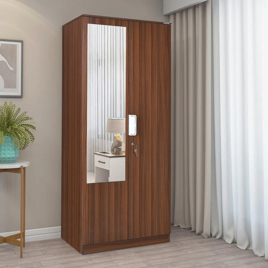Nilkamal Joyce 2 Door Wardrobe With Mirror (Classic Walnut)