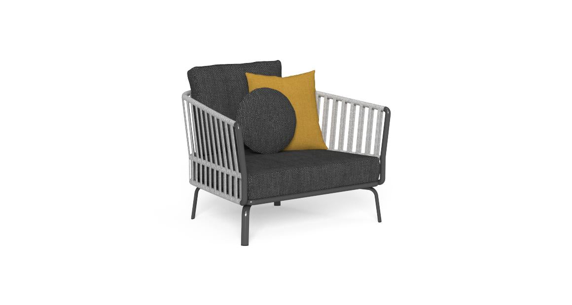 Kosta Outdoor Garden Balcony Sofa Set 2 Seater, Single seater and 2 Center Table Set, Braided & Rope (Dark Grey)