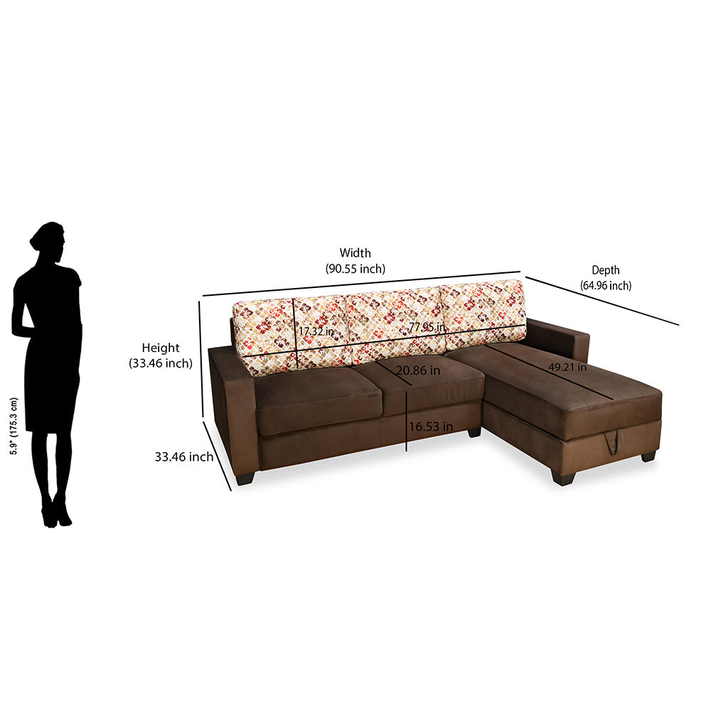 Nilkamal Marigold Velvet Fabric Lounger Sofa (Choco Brown)