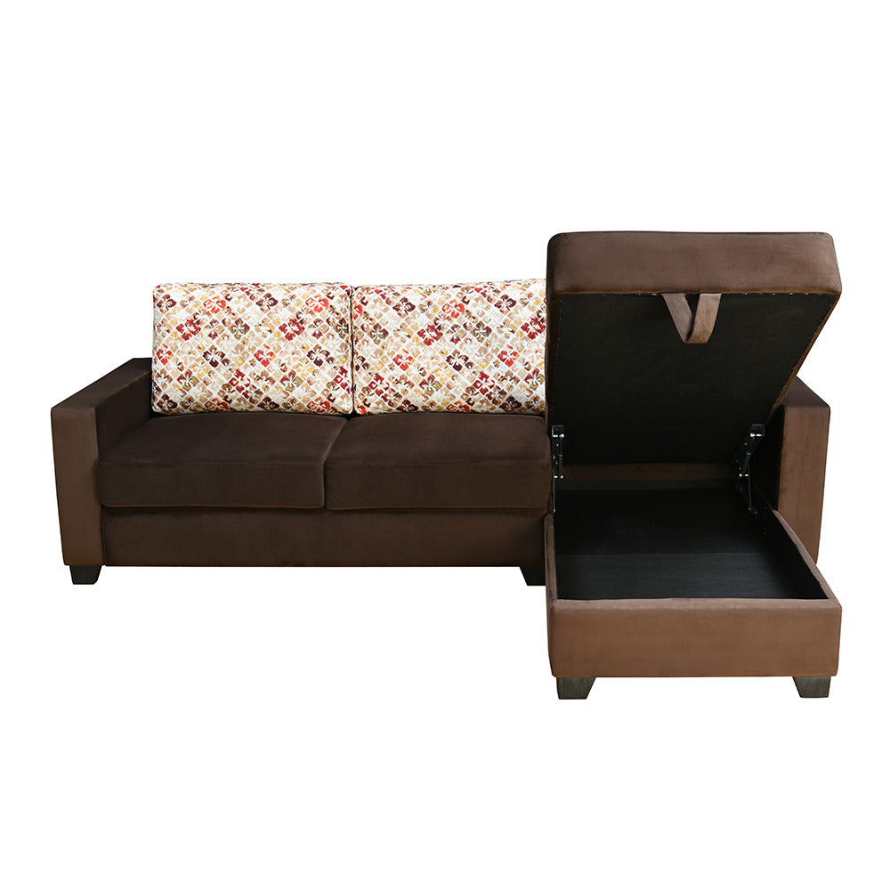 Nilkamal Marigold Velvet Fabric Lounger Sofa (Choco Brown)