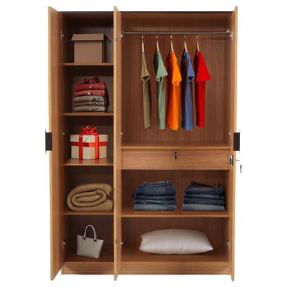 Nilkamal Milford 3 Door Wardrobe With Mirror (Urban Teak)