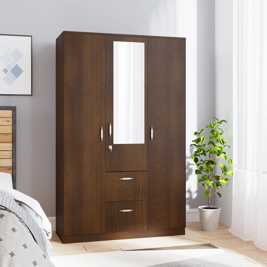 Nilkamal Mozart 3 Door Wardrobe with Mirror (Walnut)