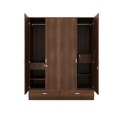 Nilkamal Mozart 4 Door Mirror Wardrobe (Walnut)