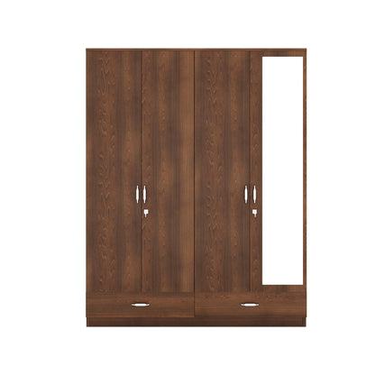 Nilkamal Mozart 4 Door Mirror Wardrobe (Walnut)