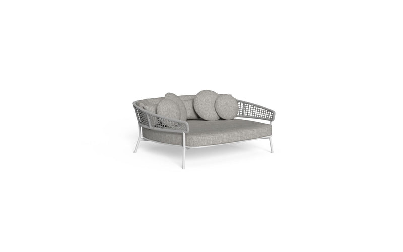 Woonder Outdoor Poolside Sunbed With Cushion Daybed (Grey) Braided & Rope