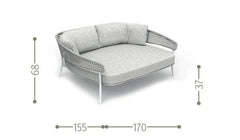 Woonder Outdoor Poolside Sunbed With Cushion Daybed (Grey) Braided & Rope