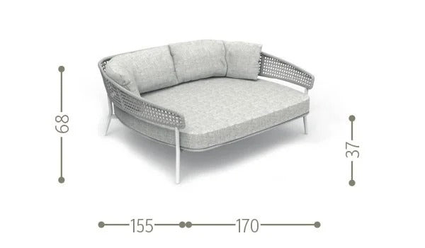 Woonder Outdoor Poolside Sunbed With Cushion Daybed (Grey) Braided & Rope
