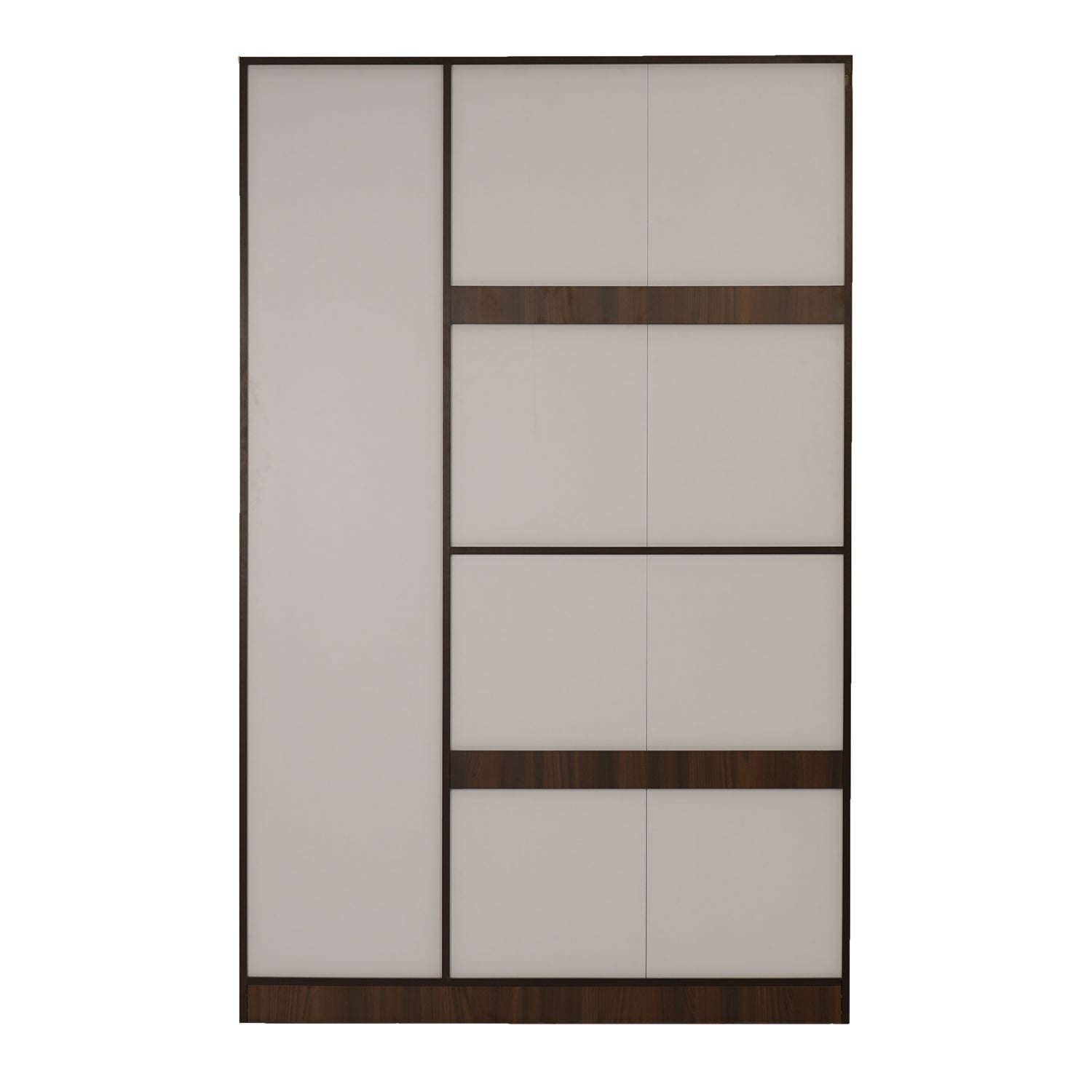 Nilkamal Mozart 3 Door Mirror Wardrobe (Walnut / White)
