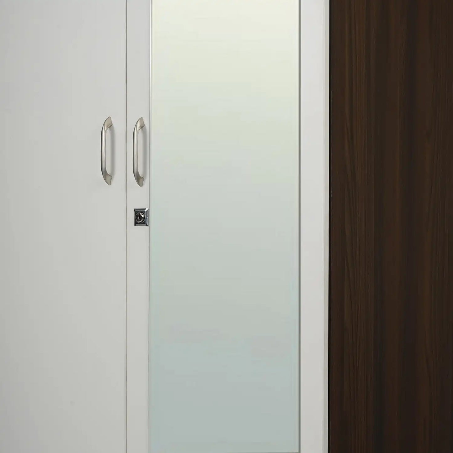 Nilkamal Mozart 4 Door Mirror Wardrobe (Walnut / White)