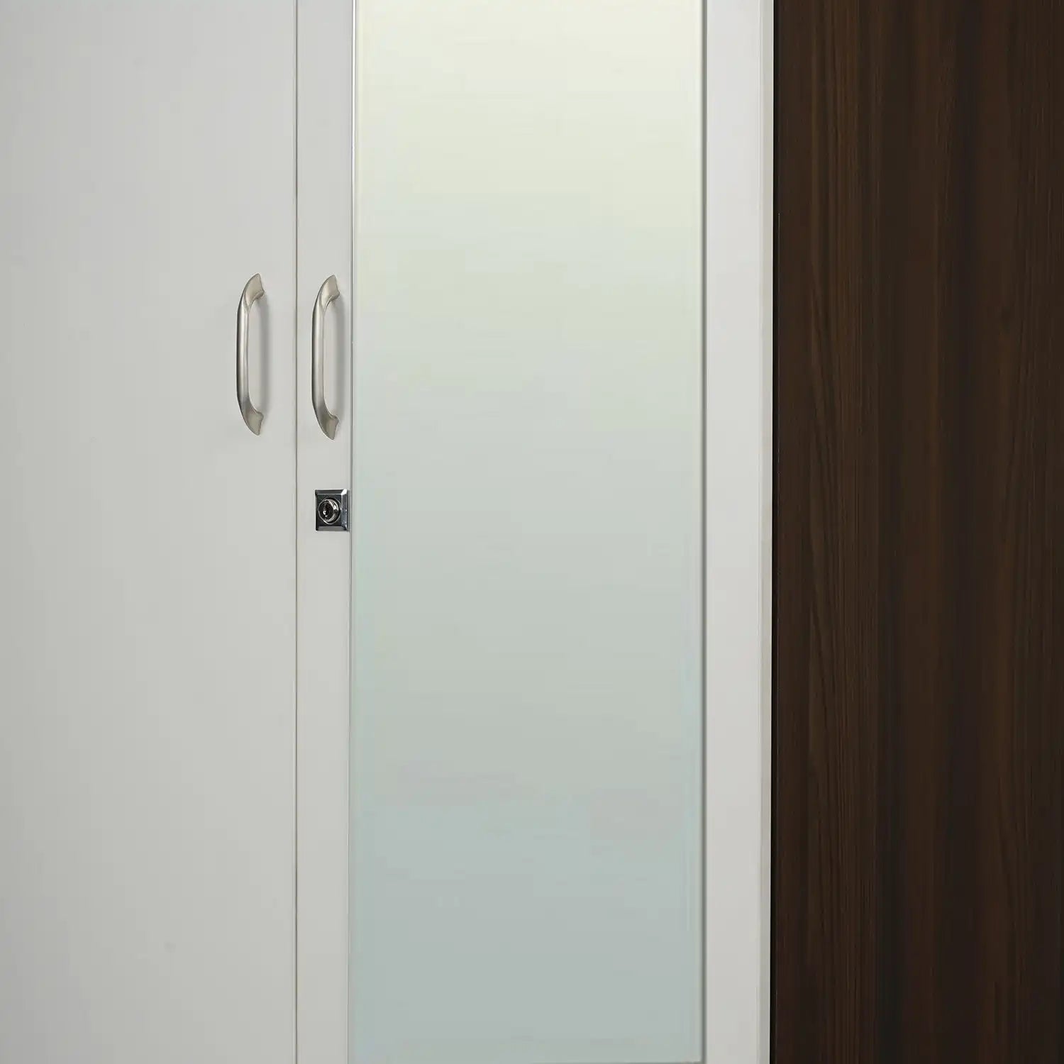 Nilkamal Mozart 4 Door Mirror Wardrobe (Walnut / White)