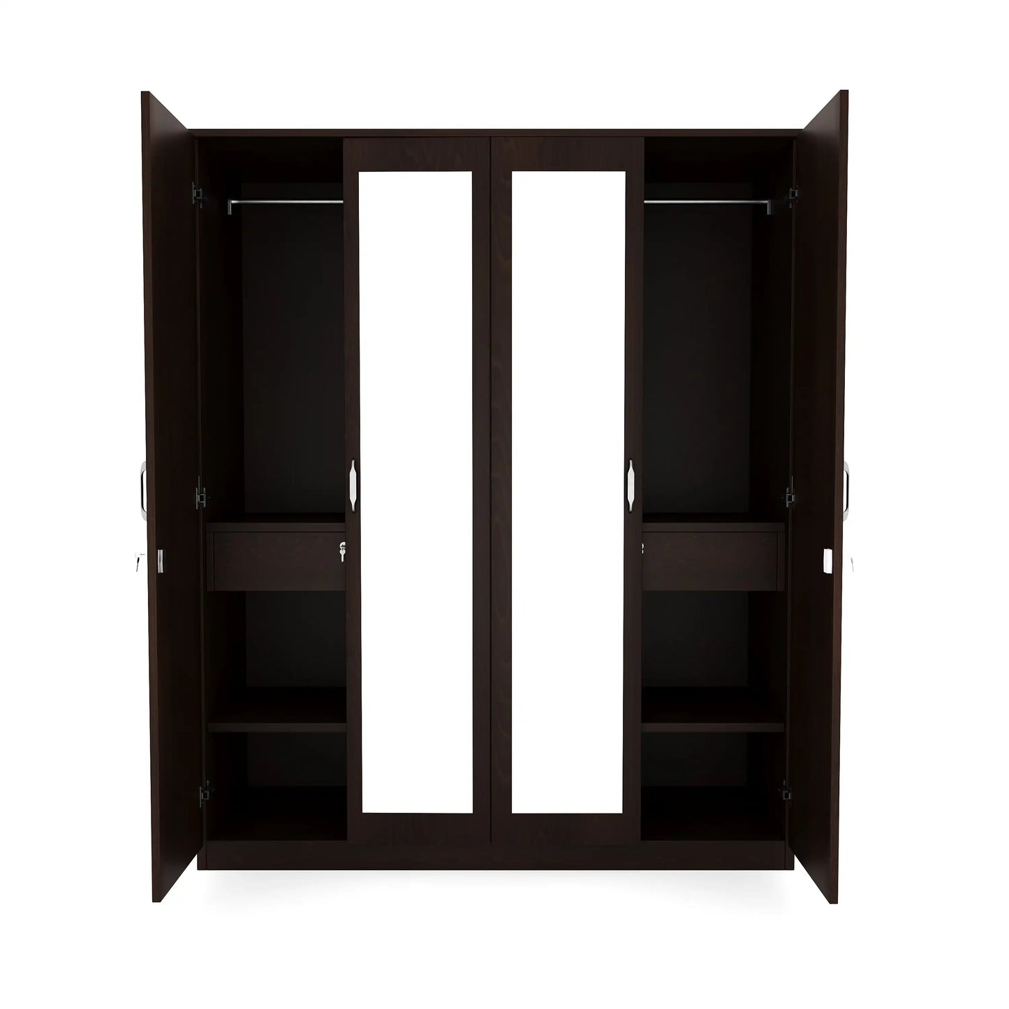 Nilkamal Riva 4 Door Wardrobe with Mirror (New Wenge)