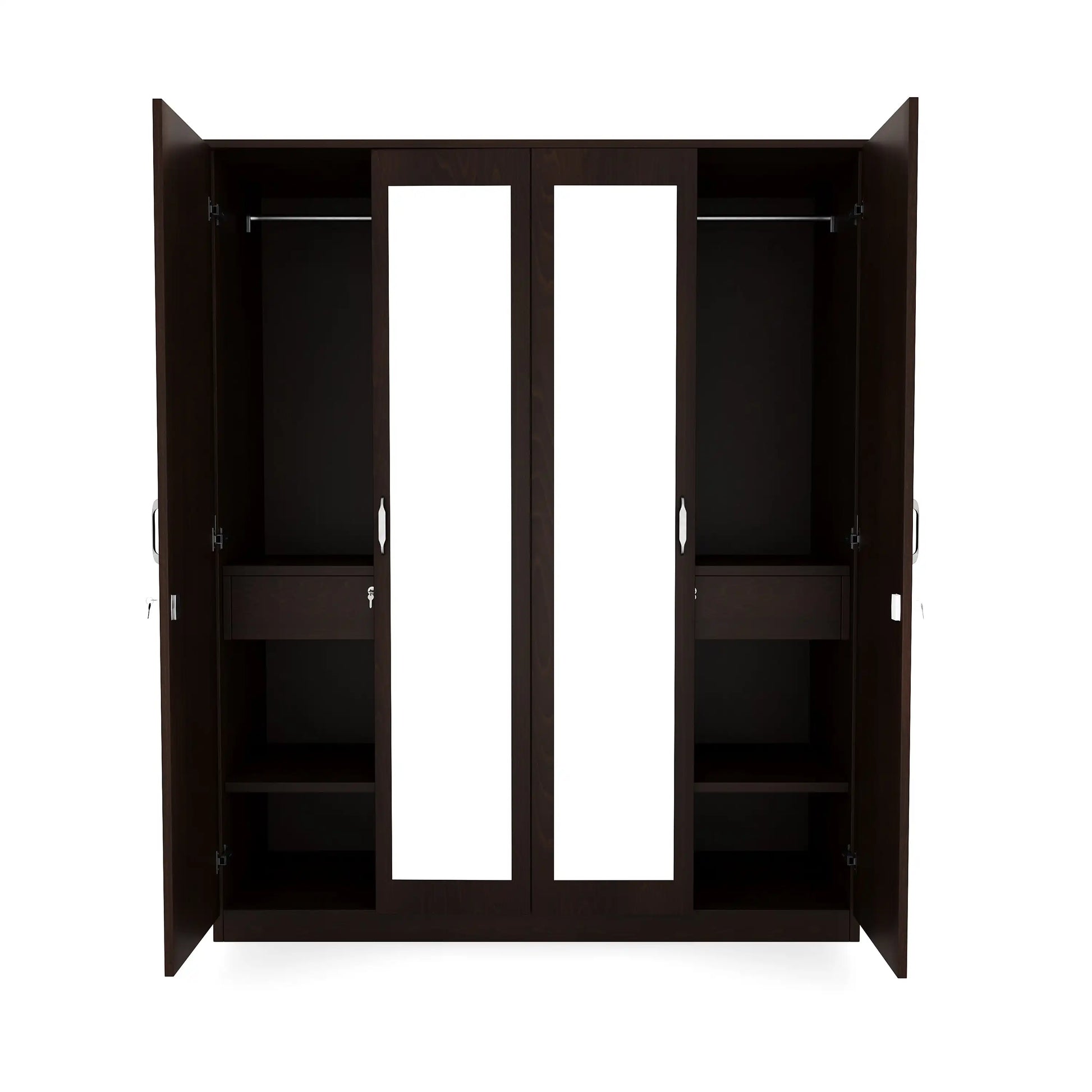 Nilkamal Riva 4 Door Wardrobe with Mirror (New Wenge)