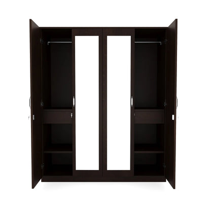 Nilkamal Riva 4 Door Wardrobe with Mirror (New Wenge)