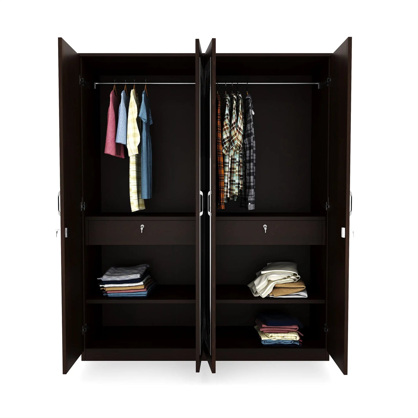 Nilkamal Riva 4 Door Wardrobe with Mirror (New Wenge)