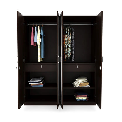 Nilkamal Riva 4 Door Wardrobe with Mirror (New Wenge)