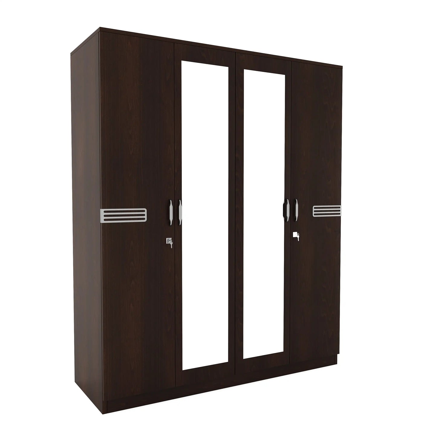 Nilkamal Riva 4 Door Wardrobe with Mirror (New Wenge)