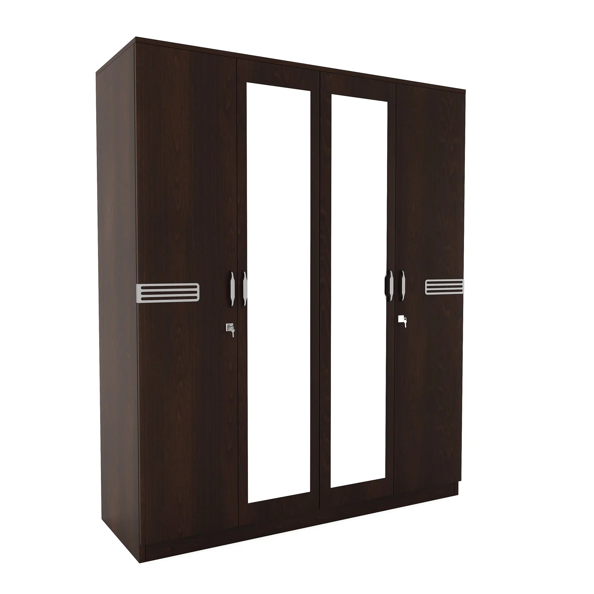 Nilkamal Riva 4 Door Wardrobe with Mirror (New Wenge)