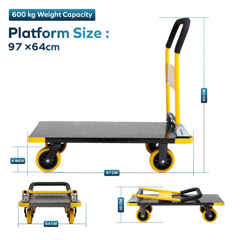 Corvids 600 Kg Heavy-Duty Folding Metal Hand Platform Trolley/Truck-2