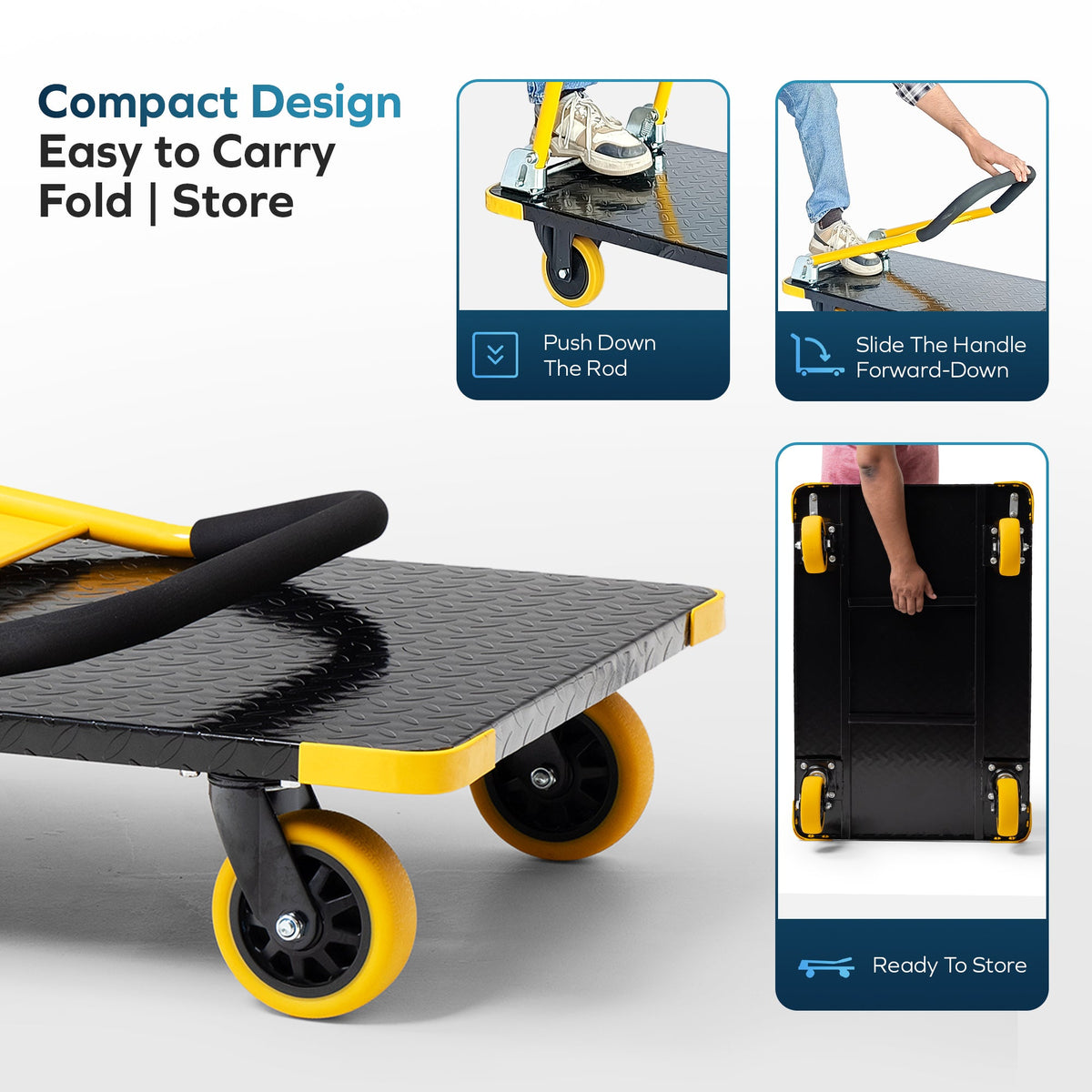 Corvids 600 Kg Heavy-Duty Folding Metal Hand Platform Trolley/Truck-5