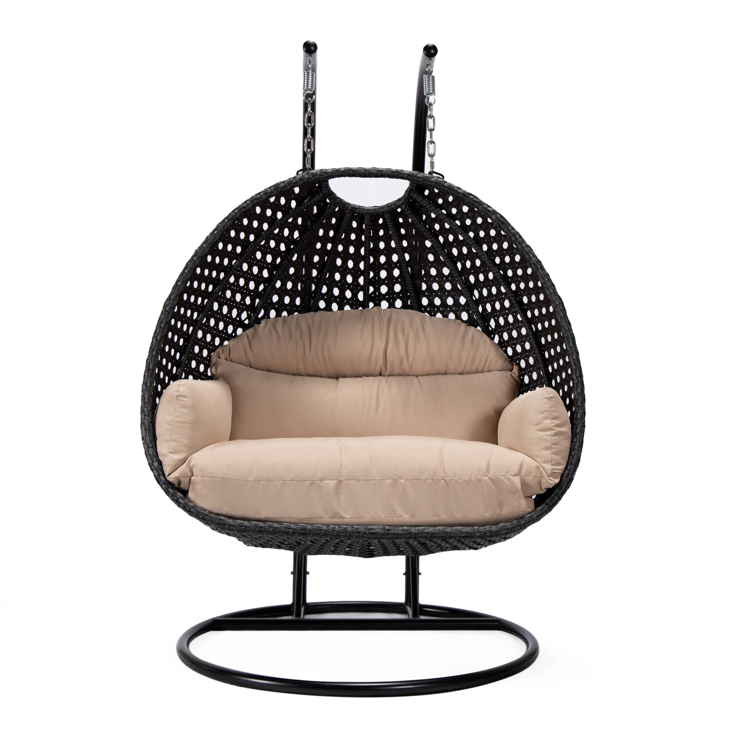 Fino Double Seater Hanging Swing With Stand For Balcony , Garden Swing (Dark Grey)