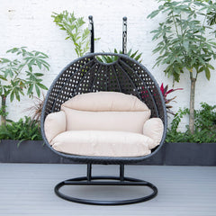 Fino Double Seater Hanging Swing With Stand For Balcony , Garden Swing (Dark Grey)