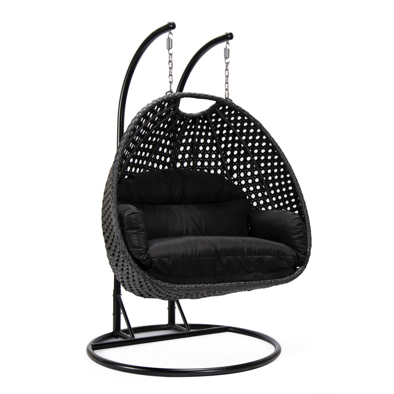 Fino Double Seater Hanging Swing With Stand For Balcony , Garden Swing (Dark Grey)