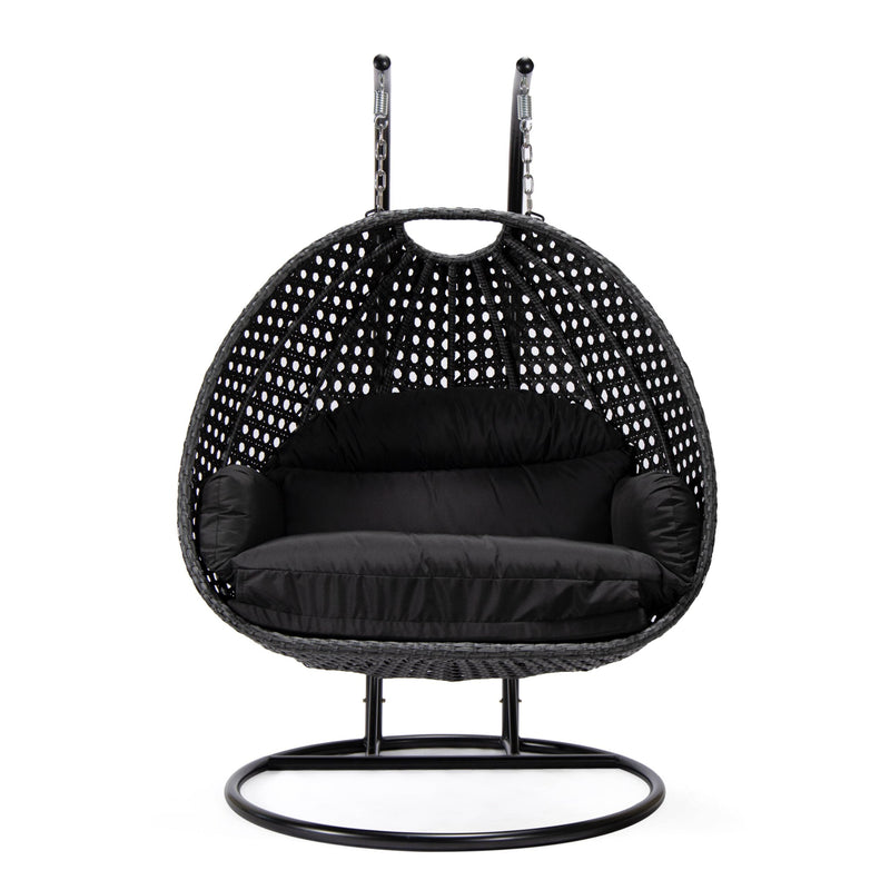 Fino Double Seater Hanging Swing With Stand For Balcony , Garden Swing (Dark Grey)