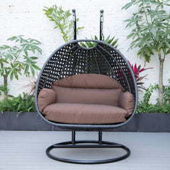 Fino Double Seater Hanging Swing With Stand For Balcony , Garden Swing (Dark Grey)