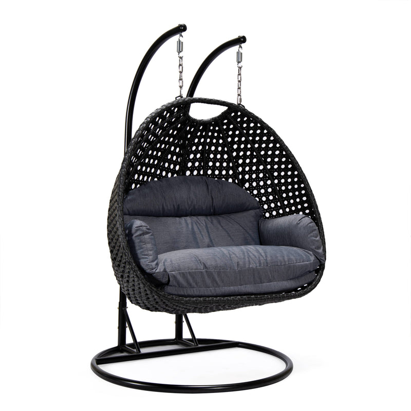 Fino Double Seater Hanging Swing With Stand For Balcony , Garden Swing (Dark Grey)