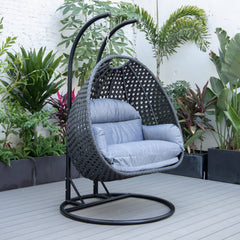Fino Double Seater Hanging Swing With Stand For Balcony , Garden Swing (Dark Grey)