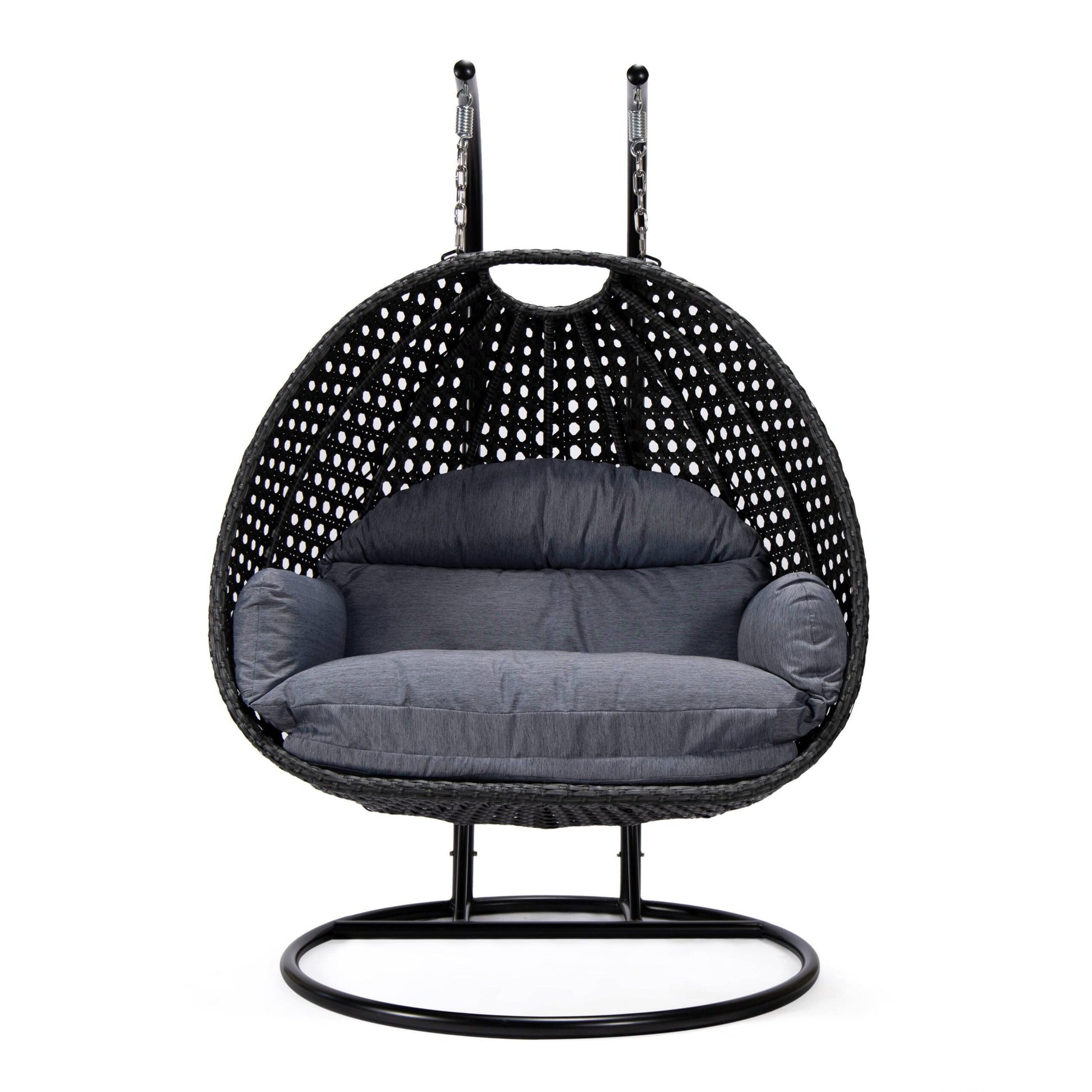 Fino Double Seater Hanging Swing With Stand For Balcony , Garden Swing (Dark Grey)