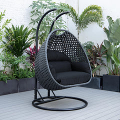 Fino Double Seater Hanging Swing With Stand For Balcony , Garden Swing (Dark Grey)