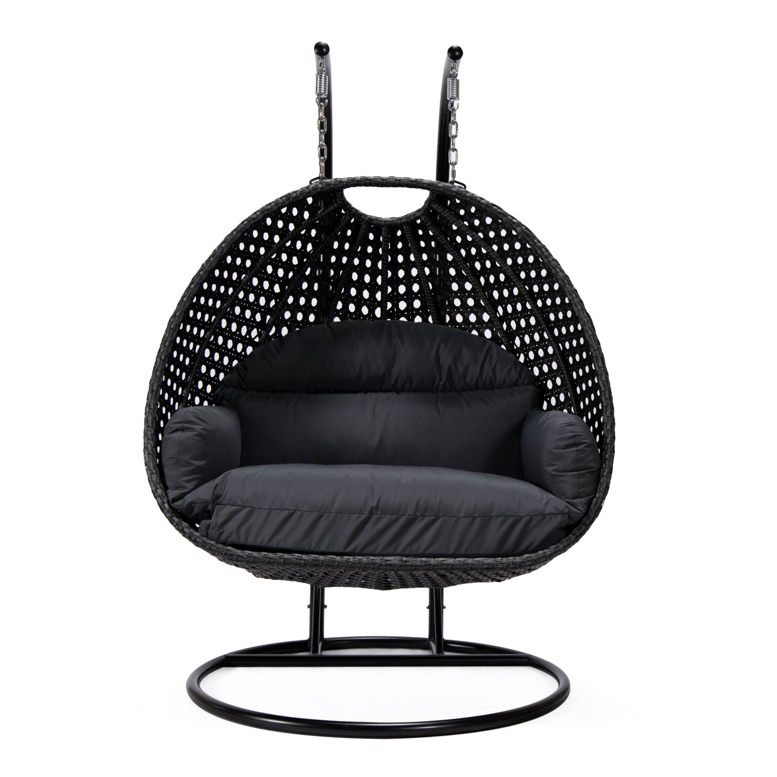 Fino Double Seater Hanging Swing With Stand For Balcony , Garden Swing (Dark Grey)