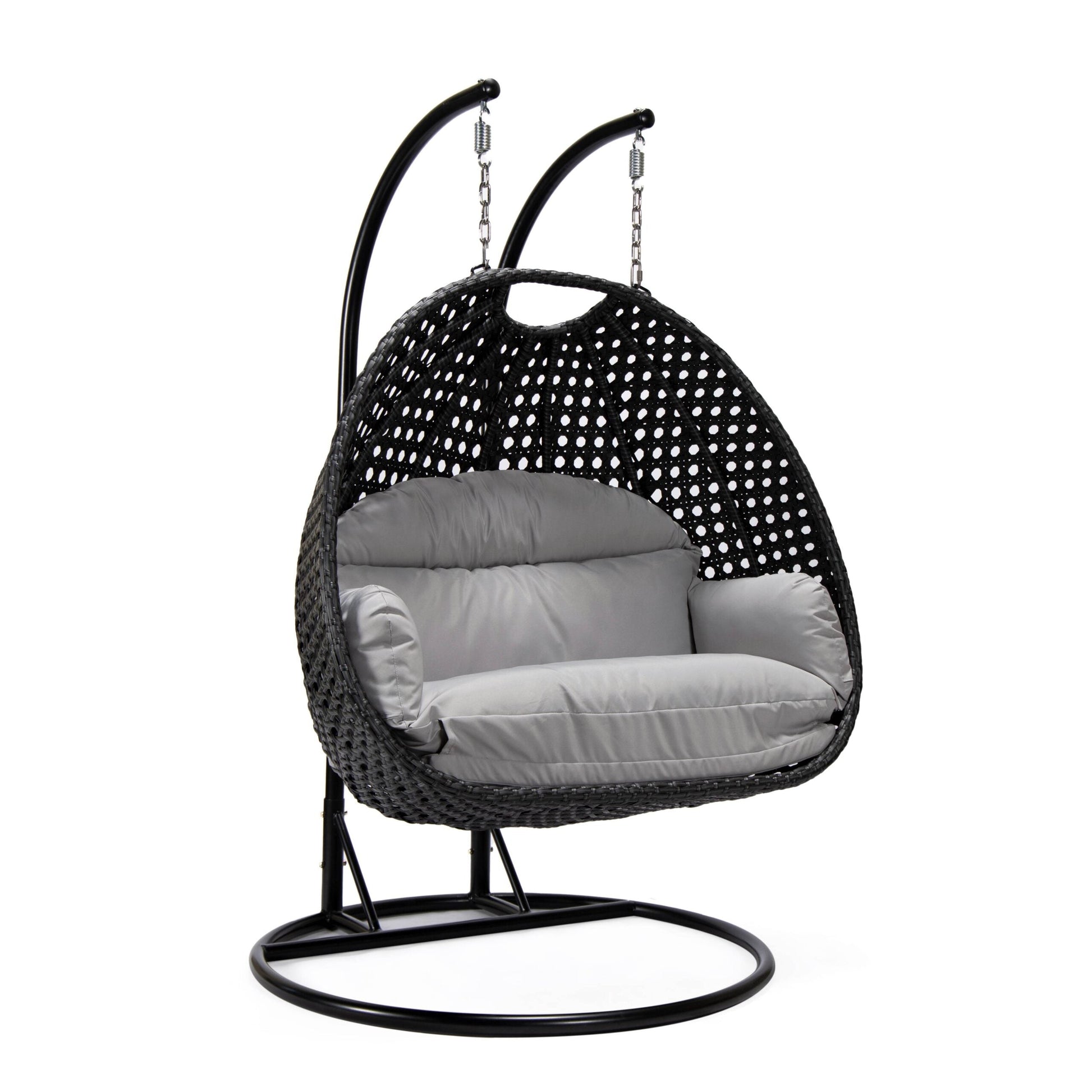 Fino Double Seater Hanging Swing With Stand For Balcony , Garden Swing (Dark Grey)