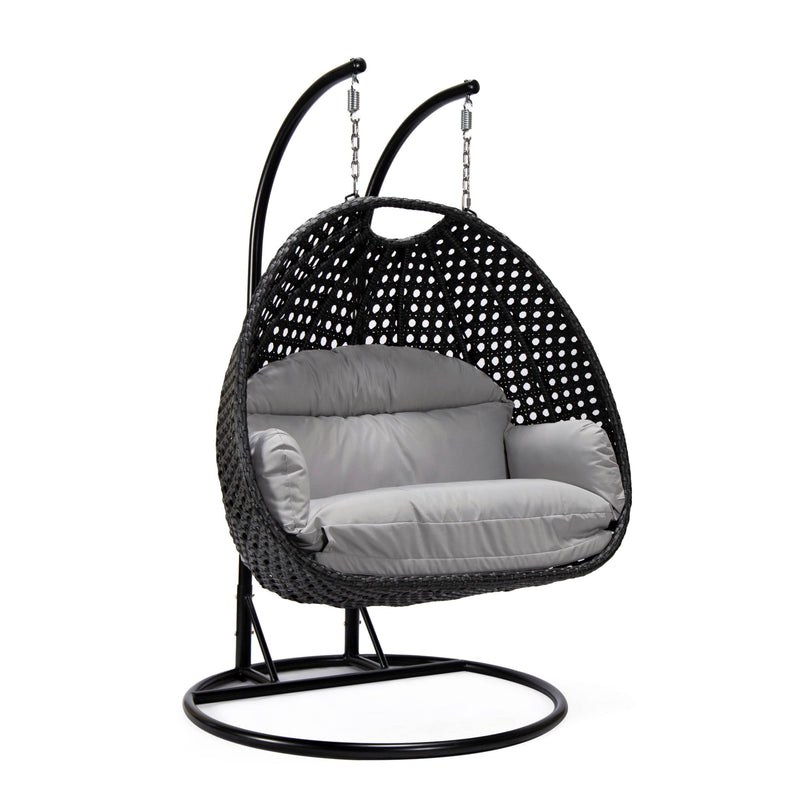 Fino Double Seater Hanging Swing With Stand For Balcony , Garden Swing (Dark Grey)