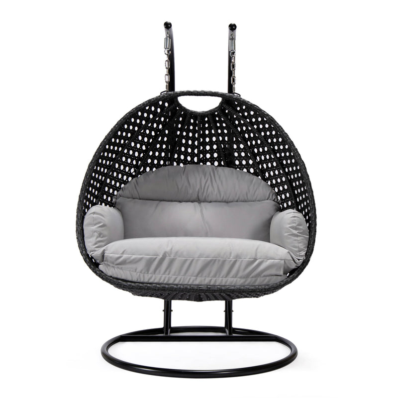 Fino Double Seater Hanging Swing With Stand For Balcony , Garden Swing (Dark Grey)
