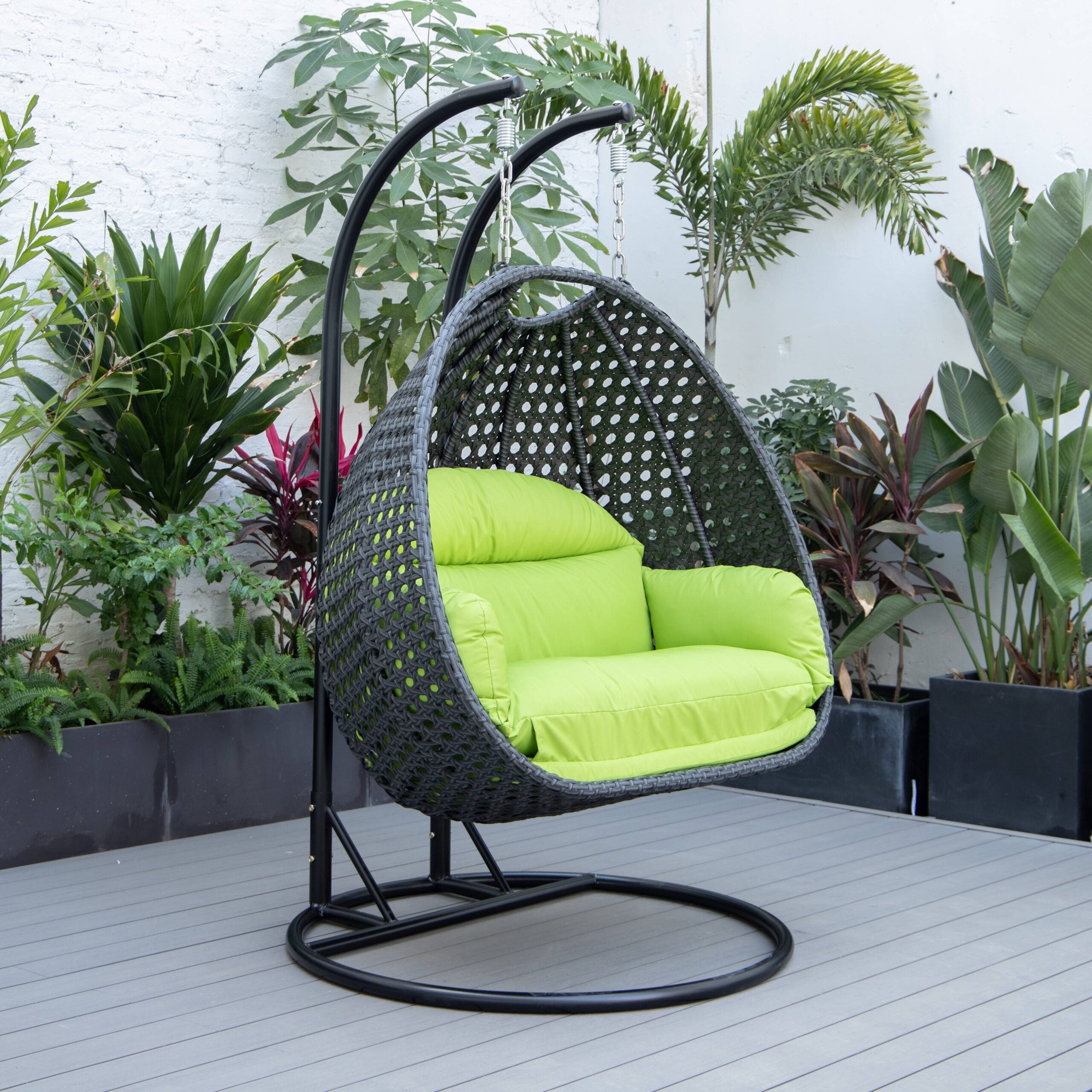 Fino Double Seater Hanging Swing With Stand For Balcony , Garden Swing (Dark Grey)