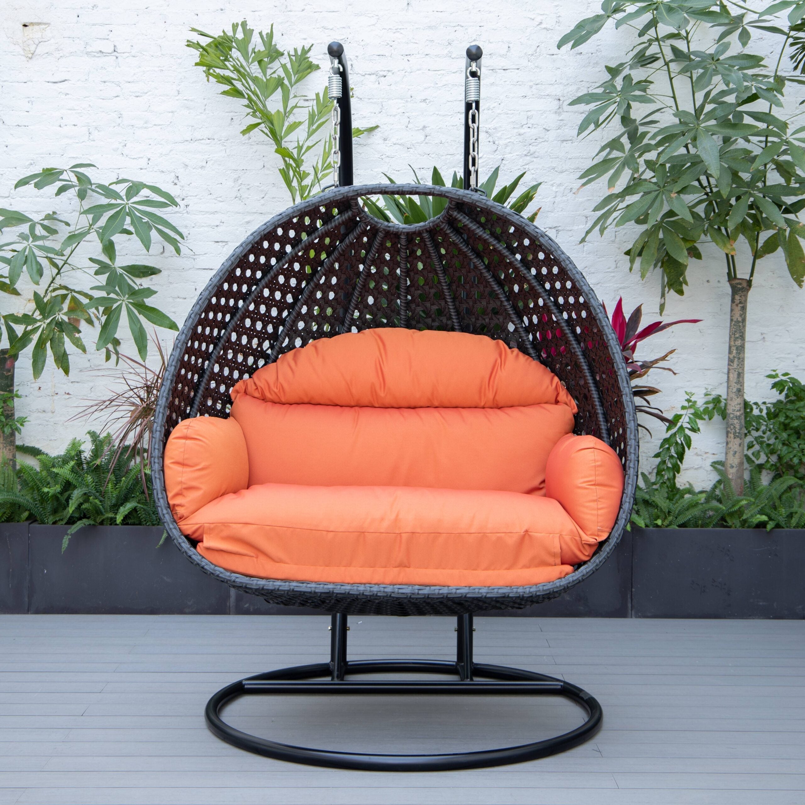 Fino Double Seater Hanging Swing With Stand For Balcony , Garden Swing (Dark Grey)